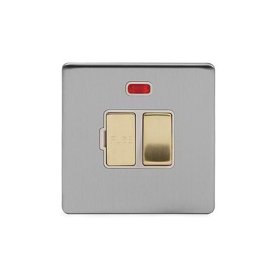 Soho Lighting Brushed Chrome & Brushed Brass 13A Double Pole Switched Fused Connection Unit (FCU) With Neon