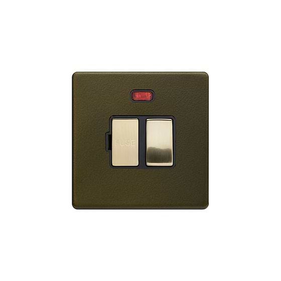 Soho Lighting Bronze with Brushed Brass 13A Double Pole Switched Fused Connection Unit (FCU) With Neon with Screwless 