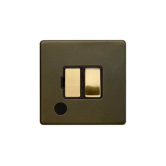 Soho Lighting Bronze & Brushed Brass 13A Switched Fuse Flex Outlet Black Inserts Screwless