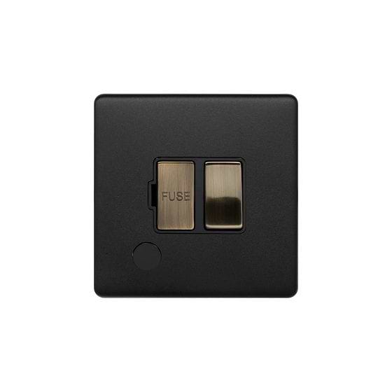 Soho Lighting Matt Black and Antique Brass 13A Switched Fused Connection Unit (FCU) Flex Outlet