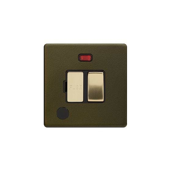 Soho Lighting Bronze with Brushed Brass Flat Plate 13A Switched Fused Connection Unit (FCU) Flex Outlet With Neon Screwless 