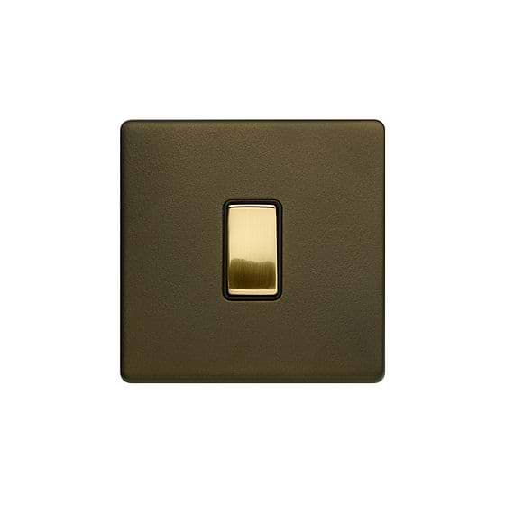 Soho Lighting Bronze & Brushed Brass 20A 1 Gang DP Switch Black Inserts Screwless