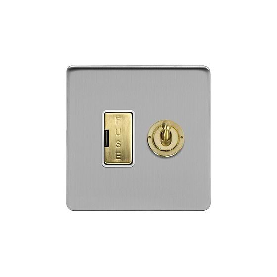 Soho Lighting Brushed Chrome & Brushed Brass 13A Toggle Switched Fused Connection Unit (FCU) White Inserts