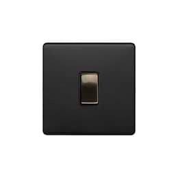 Matt Black and Antique Brass 1 Gang Light Switch
