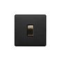 Matt Black and Antique Brass 1 Gang Light Switch
