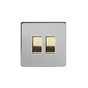 Soho Lighting Brushed Chrome & Brushed Brass 10A 2 Gang 2 Way Switch White Inserts Screwless