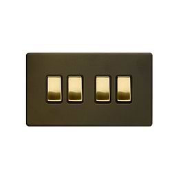 Bronze and Brass 4 Gang Light Switch