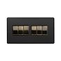 Soho Lighting Matt Black and Antique Brass 10A 6 Gang 2 Way Switch