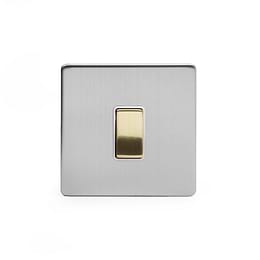 Brushed Chrome and Brass 1 Gang Intermediate Switch