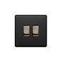 Soho Lighting Matt Black and Antique Brass 10A 2 Gang Intermediate Switch