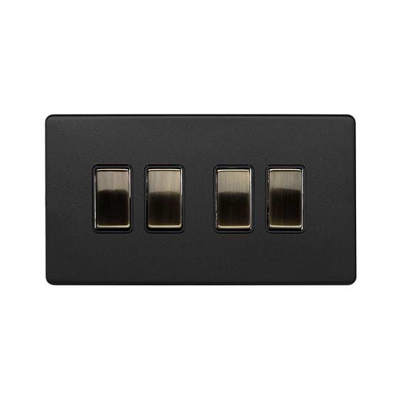 Matt Black and Antique Brass Bulkhead Rocker Light

