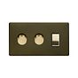 Soho Lighting Bronze with Brushed Brass 3 Gang Light Switch with 2 Dimmers (2 x 2-Way Intelligent Dimmer & 2-Way Switch)