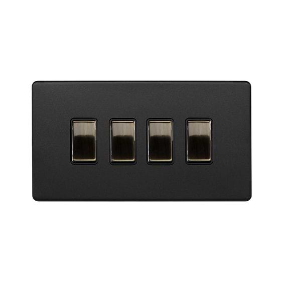 Matt Black and Antique Brass 2 Way and Intermediate Switch

