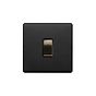 Soho Lighting Matt Black and Antique Brass 1 Gang Retractive Switch