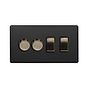 Matt Black and Antique Brass Dimmer Rocker Combo Switch
