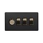 Matt Black and Antique Brass Dimmer Rocker Combo Switch
