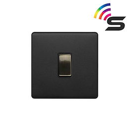 Soho Lighting Matt Black and Antique Brass 1 Gang 150W Smart Rocker Switch