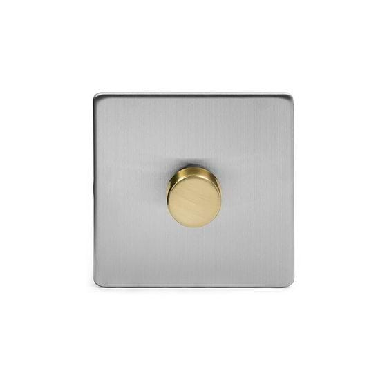 Soho Fusion Brushed Chrome & Brushed Brass 1 Gang 1000W DC1-10V Dimmer Switch