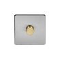 Soho Lighting Brushed Chrome & Brushed Brass 1 Gang 2-Way Intelligent Dimmer 150W LED (300w Halogen/Incandescent)