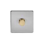 Brushed Chrome and Brass 1 Gang Dimmer Switch
