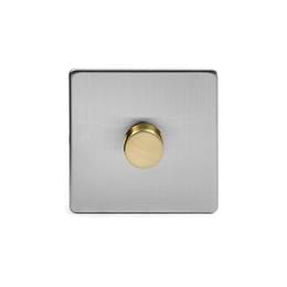 Soho Lighting Brushed Chrome & Brushed Brass 1 Gang 400W LED Dimmer Switch