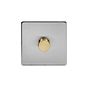 Brushed Chrome and Brass 1 Gang Dimmer Switch
