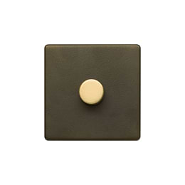 Soho Lighting Bronze & Brushed Brass 1 Gang 2-Way Intelligent  Dimmer 150W LED (300w Halogen/Incandescent)