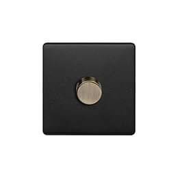 Soho Lighting Matt Black and Antique Brass 1 Gang 2 -Way Intelligent Dimmer 150W LED (300W Halogen/Incandescent)