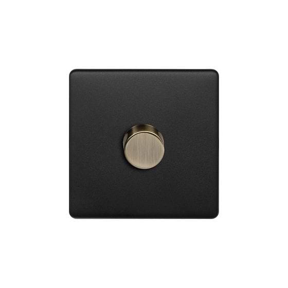 Matt Black and Antique Brass 1 Gang Dimmer Switch
