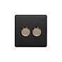 Matt Black and Antique Brass 2 Gang Dimmer Switch
