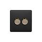 Soho Lighting Matt Black and Antique Brass 2 Gang 2 -Way Intelligent Dimmer 150W LED (300W Halogen/Incandescent)