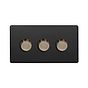 Matt Black and Antique Brass 3 Gang Dimmer Switch
