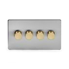 Soho Lighting Brushed Chrome & Brushed Brass 4 Gang 400W LED Dimmer Switch