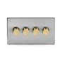 Soho Lighting Brushed Chrome & Brushed Brass 4 Gang 2-Way Intelligent Dimmer 150W LED (300w Halogen/Incandescent)