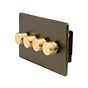 Soho Lighting Bronze & Brushed Brass 4 Gang 2 -Way Intelligent Dimmer 150W LED (300w Halogen/Incandescent)