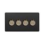 Soho Lighting Matt Black and Antique Brass 4 Gang 2- Way Intelligent  Dimmer Switch 150W LED (300W Halogen/Incandescent)