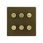 Soho Lighting Bronze with Brushed Brass Flat Plate 6 Gang 2 -Way Intelligent Dimmer 150W LED (300w Halogen/Incandescent) 