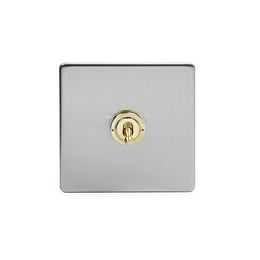 Soho Lighting Brushed Chrome & Brushed Brass 20A 1 Gang 2 Way Toggle Switch Screwless