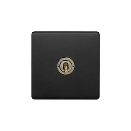 Matt Black and Antique Brass 1 Gang Toggle Light Switch
