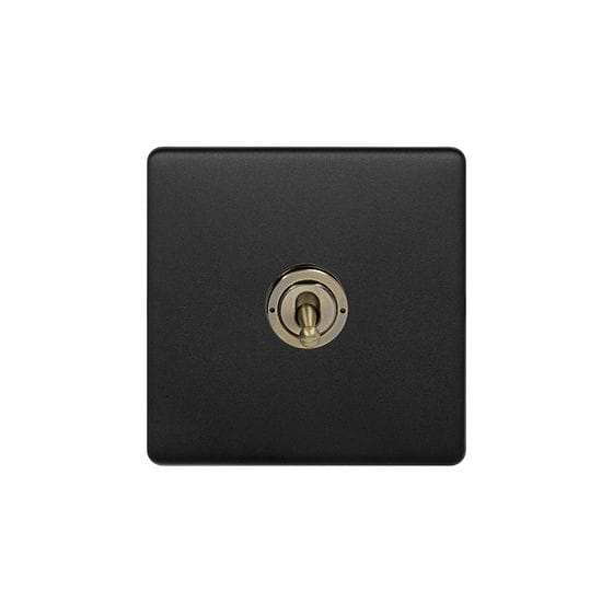 Matt Black and Antique Brass 1 Gang Toggle Light Switch
