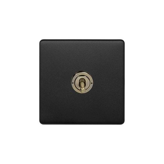 Soho Lighting Matt Black and Antique Brass 1 Gang 2 Way Toggle Switch