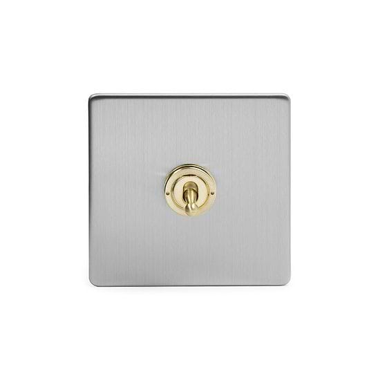 Soho Lighting Brushed Chrome & Brushed Brass 20A 1 Gang Intermediate Toggle Screwless