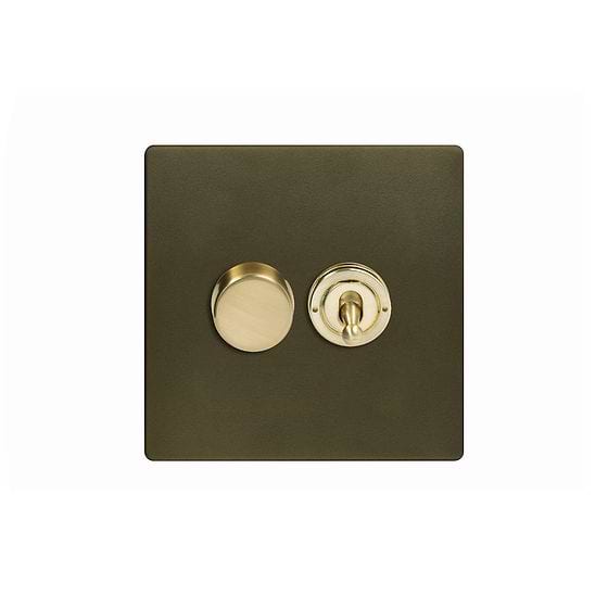 Bronze and Brass Dimmer Toggle Combo Switch
