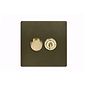 Soho Lighting Bronze with Brushed Brass 2 Gang Dimmer and Toggle Switch Combo (1x150W LED Dimmer 1x20A 2 Way Toggle) 