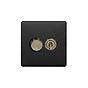 Matt Black and Antique Brass Dimmer Toggle Combo Switch
