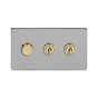 Brushed Chrome and Brass Dimmer Toggle Combo Switch
