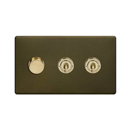 Bronze and Brass Dimmer Toggle Combo Switch
