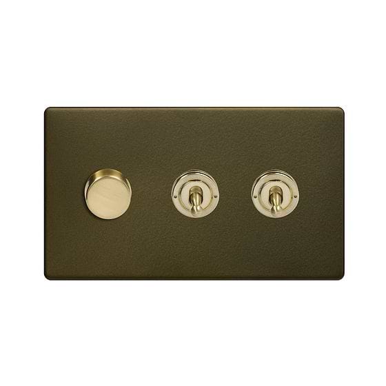 Bronze and Brass Dimmer Toggle Combo Switch
