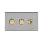 Brushed Chrome and Brass Dimmer Toggle Combo Switch
