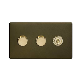 Bronze and Brass Dimmer Toggle Combo Switch
